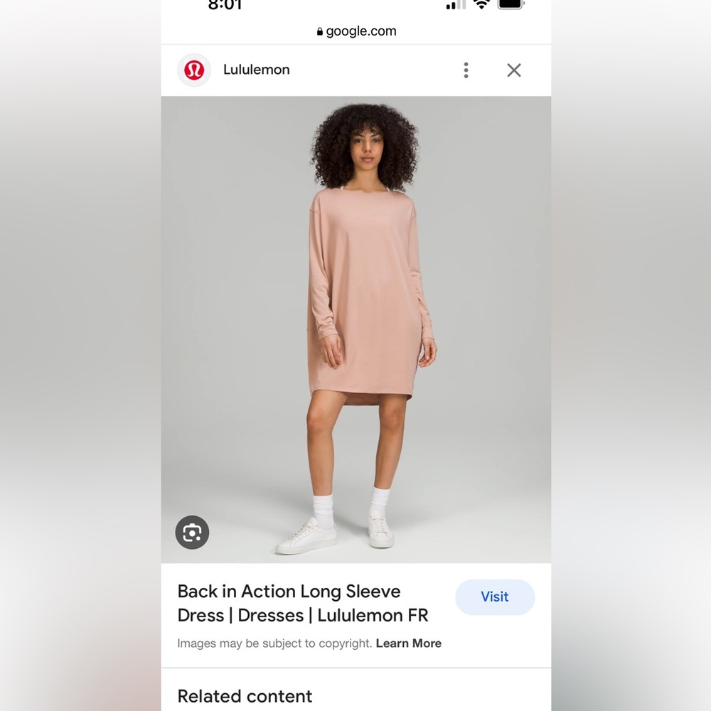 Lululemon Back in Action Dress, Pink, Size 12